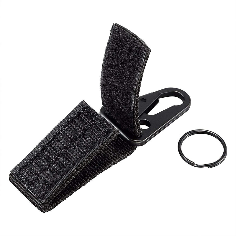 [AUSTRALIA] - BOOSTEADY Tactical Key Ring Holder Nylon Gear Keeper Pouch for Molle Bags Webbing Attachment Strap Belt with 1 Pcs Fire Starter a-2 black+1 fire starter 