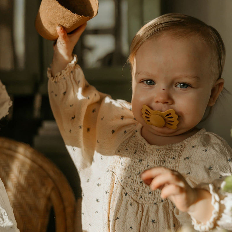 FRIGG Lucky Symmetrical SilkySoft Silicone Baby Pacifier | Made in Denmark | BPA-Free (Cream/Blush, 0-6 Months) Cream/Blush - BeesActive Australia