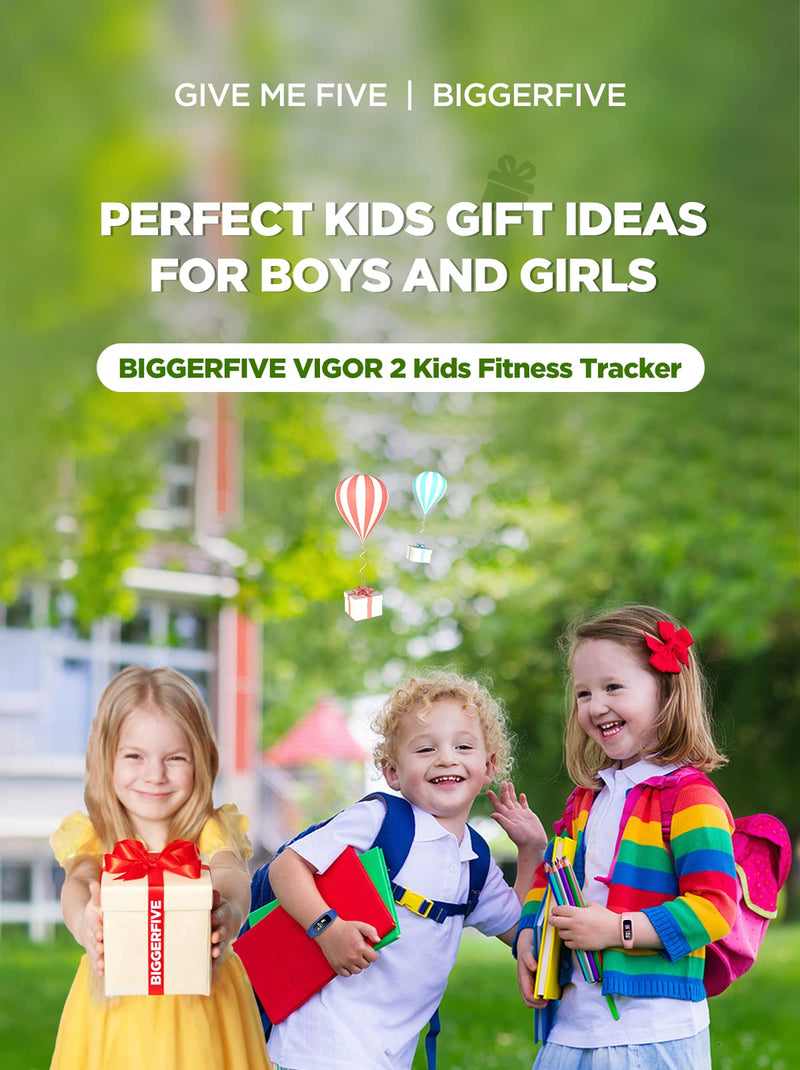 BIGGERFIVE Kids Fitness Tracker Watch for Girls Boys Age 5-12, IP68 Waterproof, Heart Rate Monitor, Activity Tracker, Sleep Monitor, Pedometer, Calorie Counter, Silent Alarm Clock, Family Account Black - BeesActive Australia