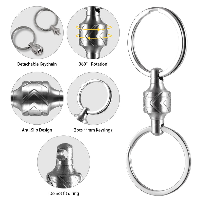 JEINAPA 316L Stainless Steel Quick Release Keychain, Pull Apart Detachable Double-End Swivel Keychain Heavy Duty Car Key Holder with 2 Key Rings (Tire-Shape) - BeesActive Australia