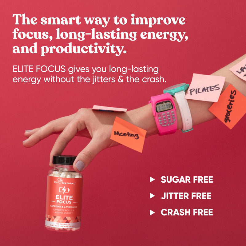 Elite Caffeine with L-Theanine – Jitter-Free Focused Energy Pills – Natural Nootropic Stack for Smart Cognitive Performance – 120 Soft Capsules - BeesActive Australia