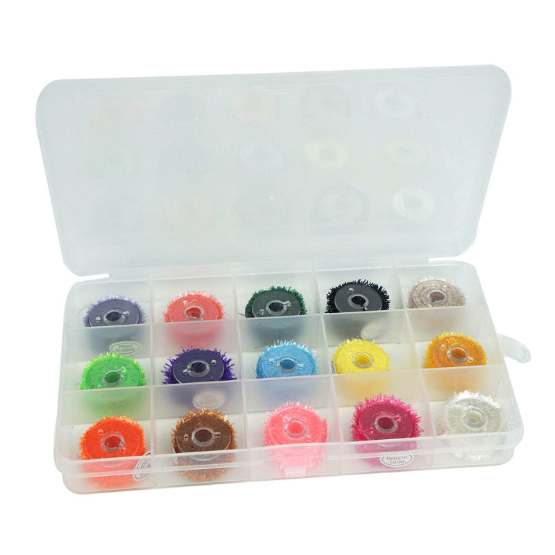 Riverrunscrystal Tinsel Chenille Thread Flash, Dyed-Pearl Flashabou Accent and Flashabou Accent & Grizzly Accent 12 Color Combo Realistic Fly Tying Materials Dry Flies,Saltwater Flies A.15 Colors chenille with a Packing Box - BeesActive Australia