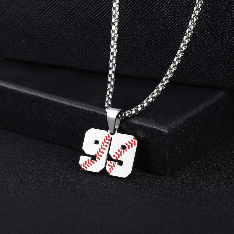TLIWWF Inspiration Baseball Jersey Number Necklace Stainless Steel Charms Number Pendant for Boys Men 99 - BeesActive Australia