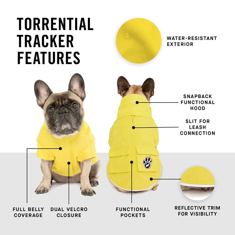 Canada Pooch Dog Rain Jacket Pet Raincoat Waterproof Material - Torrential Tracker 24 (23-25" back length) Yellow - BeesActive Australia