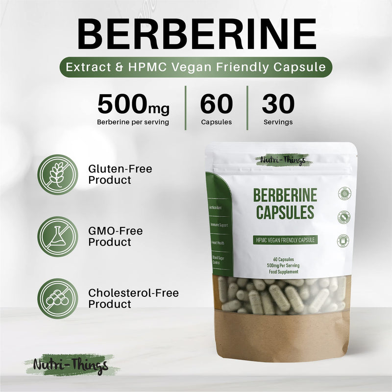 Berberine Supplement 500mg | 60 High Strength Capsules | Metabolism, Blood Sugar Control & Heart Health | 500mg Per Serving - BeesActive Australia