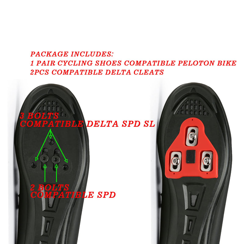 Womens Indoor Cycling Shoes with Cleats Set Compatible Pelaton Bike SPD Delta Shoes for Women Bicycle Shoes 6 Black - BeesActive Australia