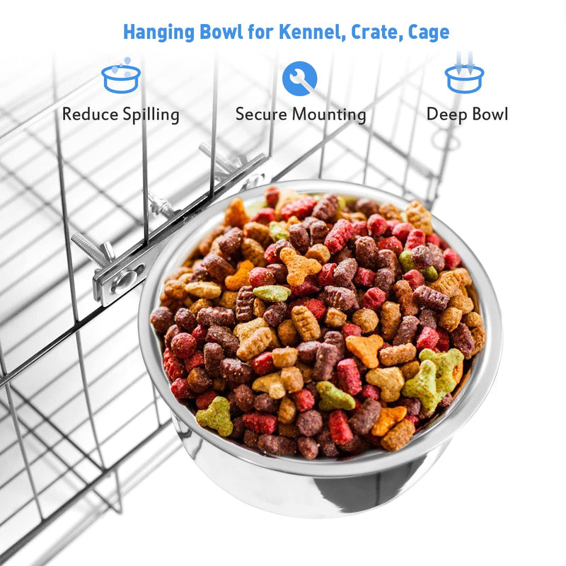 Kennel Water Bowl, 2 Packs No Spill Hanging Cage Crate Bowl for Cat, Small Dog Feeder 2 Cups 16OZ - BeesActive Australia