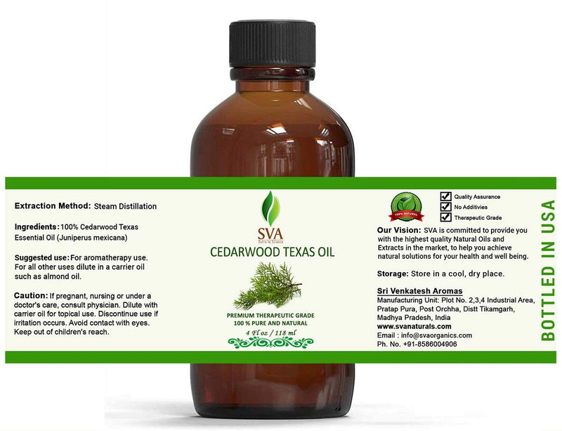 Cedarwood Texas Essential oil 4 oz(118 ml) 100% pure Therapeutic Grade by SVA ORGANICS - BeesActive Australia