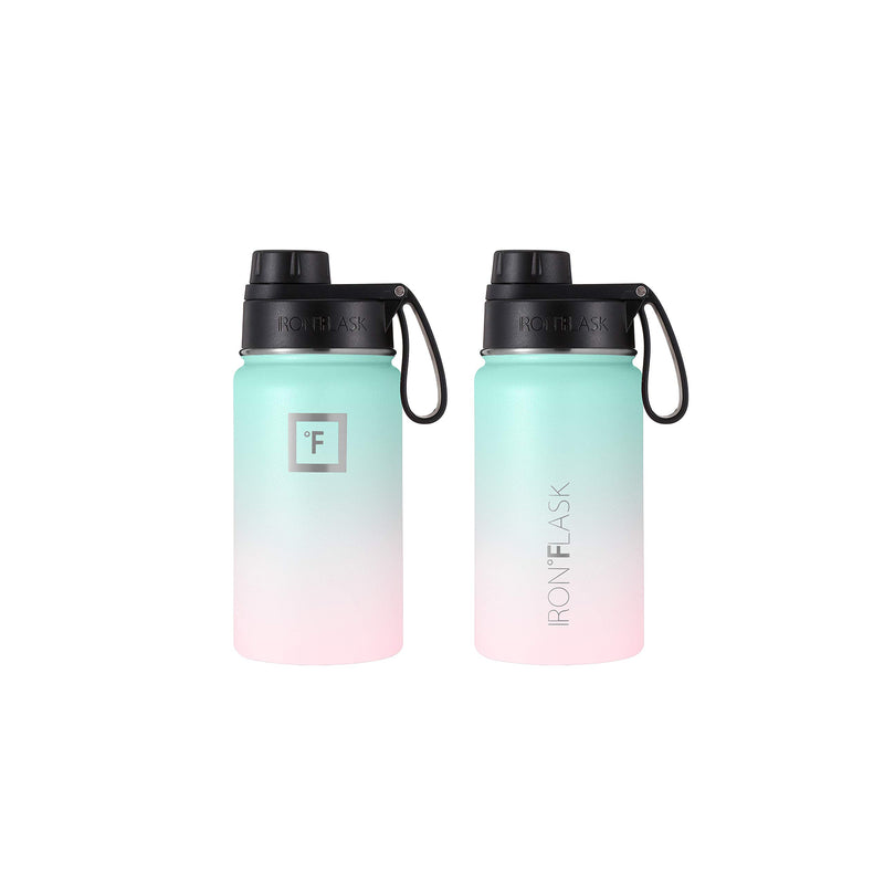 IRON °FLASK Sports Water Bottle - 14 Oz, 3 Lids (Spout Lid), Vacuum Insulated Stainless Steel, Modern Double Walled, Simple Thermo Mug, Hydro Metal Canteen Bubble Gum - BeesActive Australia