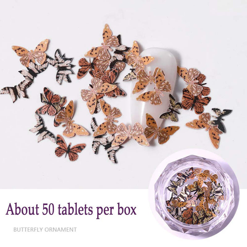 Le Fu Li About 150（3 boxes） Nail Charm Creative DIY Resin Butterfly Nail Jewelry Nail Art Decoration - BeesActive Australia