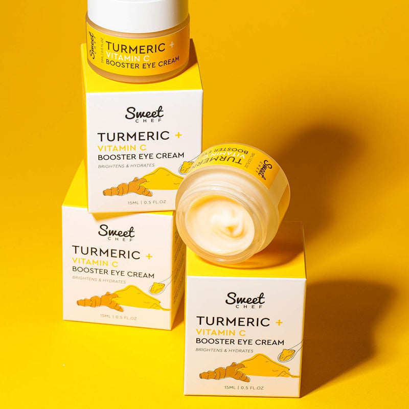 Sweet Chef Turmeric + Vitamin C Booster Eye Cream - Hydrating Turmeric Cream for Under Eyes, Dark Circles and Puffiness - Moisturizing Gel-Cream for Sensitive Under-Eye Skin (15ml / 0.5 oz) - BeesActive Australia