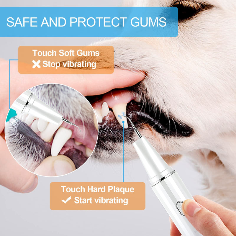 Ninibabie Dog Tooth Brushing Kit,Plaque and Tartar Remover for Teeth,Pet Ultrasonic Teeth Cleaning Kit, 100%-Proven Safe with Led 4-Adjustable Modes,Dog Toothbrush,Dental Care for Dog and Cat White - BeesActive Australia