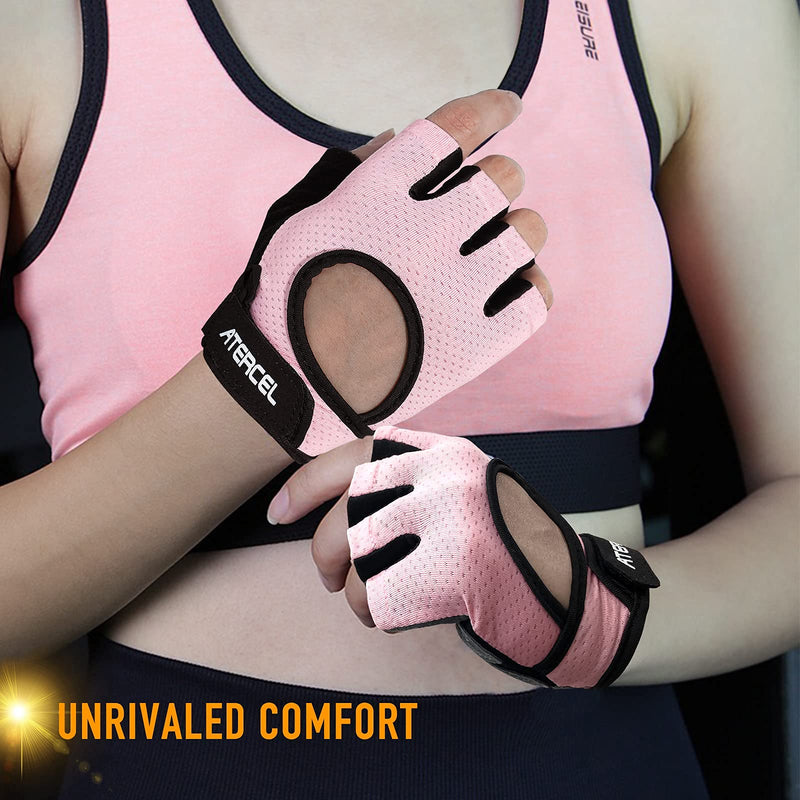 Atercel Weight Lifting Gloves Full Palm Protection, Workout Gloves for Gym, Cycling, Exercise, Breathable, Super Lightweight for Mens and Women Cherry Pink Large - BeesActive Australia