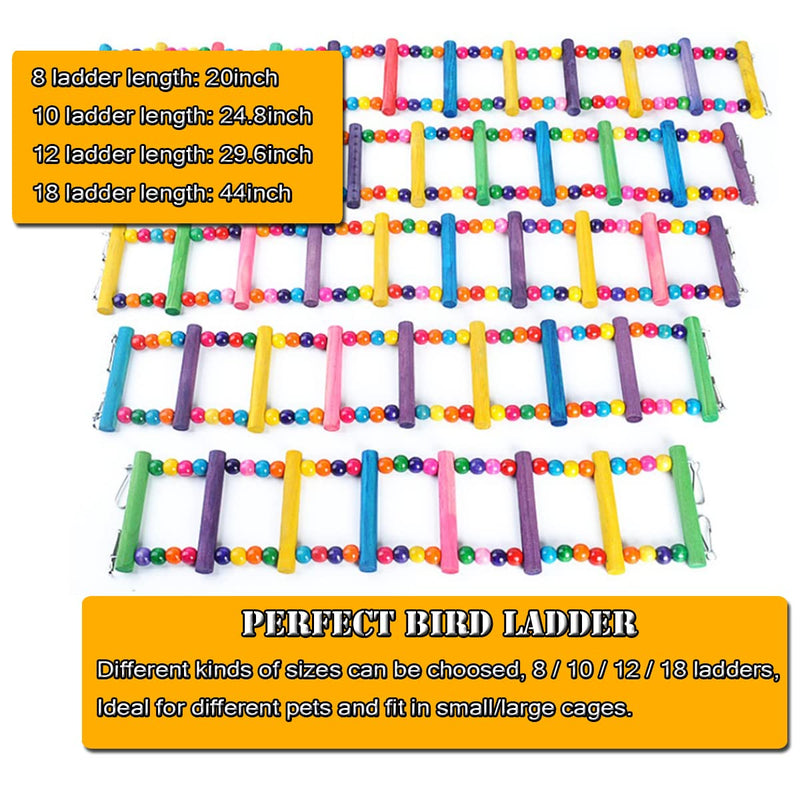 Bird Parrot Toys Ladders Swing Chewing Toys Hanging Pet Bird Cage Accessories Hammock Swing Toy for Small Parakeets Cockatiels, Lovebirds, Conures, Macaws, Lovebirds, Finches 10 Ladders 25 inches - BeesActive Australia