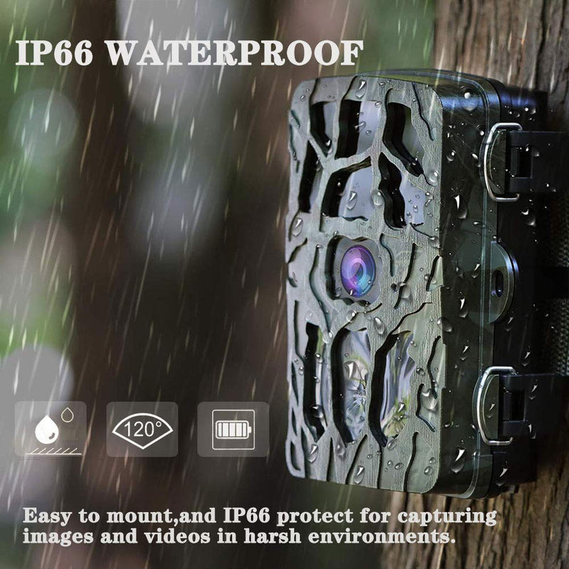 Trail Game Camera 4K 20MP, Hunting Camera with Night Vision Motion Activated Waterproof Camera 0.2s Trigger Time Scouting Cam 2.4” LCD IR LEDs 120° Wide Angle for Wildlife Home Monitoring Trail Game Camera-A - BeesActive Australia