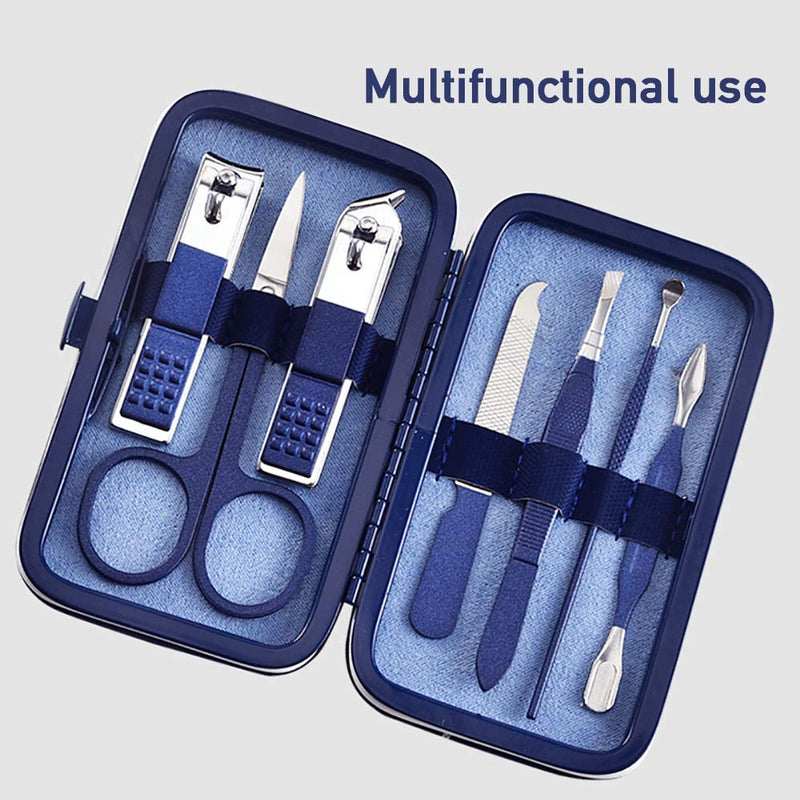 Manicure Set Personal care, 7 in 1 Spray Paint Craft Blue Manicure Nail Clippers, Professional Pedicure Set Grooming kit Gift for Men and Women With Leather Travel Case, Pedicure Kit Manicure Tools - BeesActive Australia