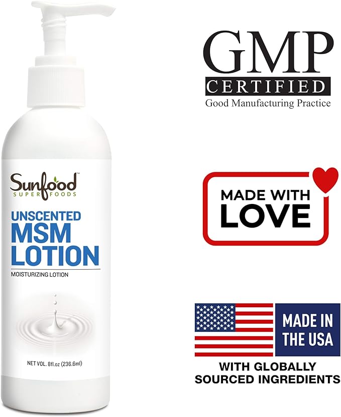 Sunfood MSM Lotion/Cream, Pure & Natural, 8oz by Sunfood [Parallel Import] - BeesActive Australia
