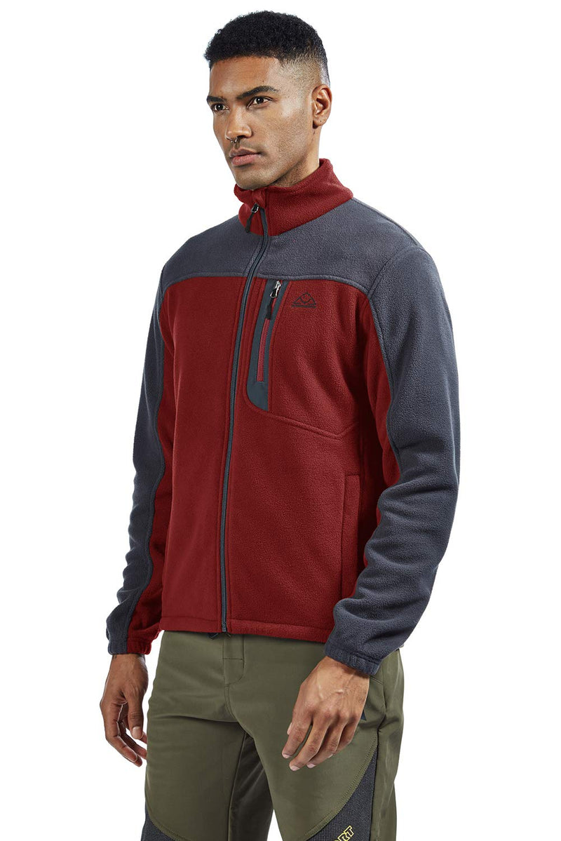 TBMPOY Men's Full-Zip Fleece Jacket Soft Polar Winter Outdoor Coat with Pockets A5-wine Red/Gray XX-Large - BeesActive Australia