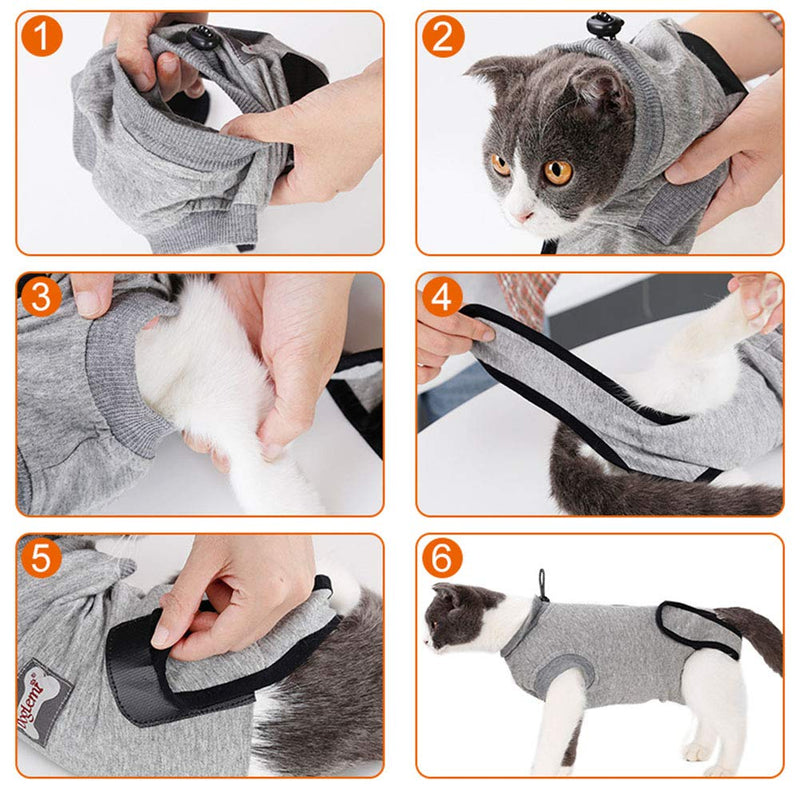 ROZKITCH Professional Cat Recovery Suit for Surgical Abdominal Wound and Skin Problem, Breathable e-Collar Alternative for Cat and Dog After Surgey Wear, Anti Licking Wound Recommended by Vet M (Pack of 1) - BeesActive Australia