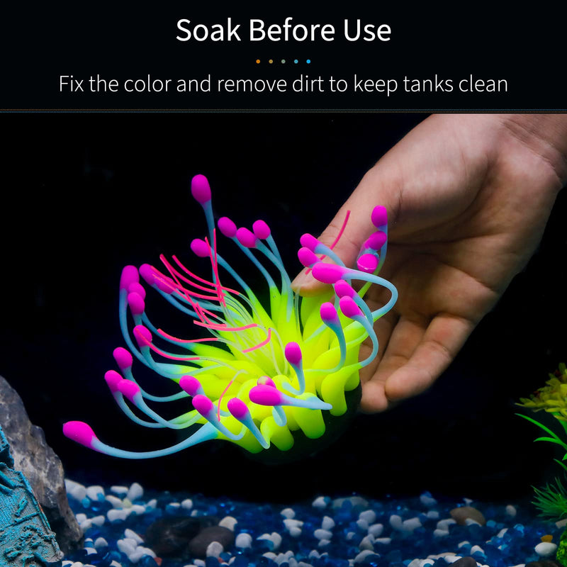 Uniclife Glowing Effect Silicone Artificial Gooseneck/Sunflower Coral Plant for Fish Tank, Aquarium Landscape Decoration, Fish Tank Decorations Yellow - BeesActive Australia