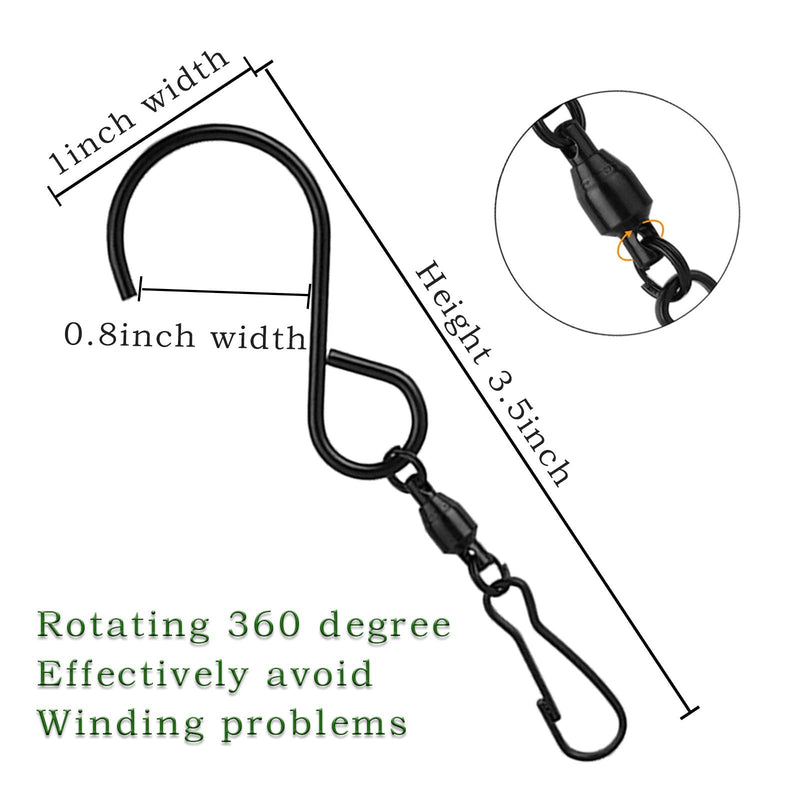 AMZSEVEN 8 Pack Swivel Hooks Clips for Hanging Wind Spinners, Wind Chimes, Bird Feeder, Crystal Twisters Party Supplies （Black） Black - BeesActive Australia