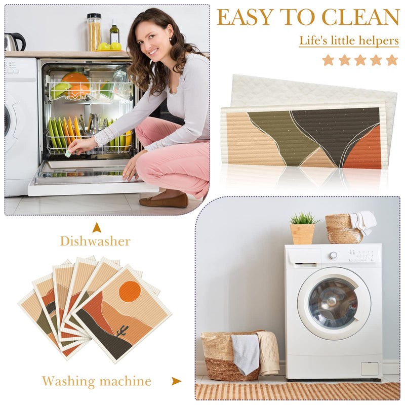 6 Pcs Swedish Kitchen Dish Cloths Kitchen Towels Reusable Sponge Cleaning Cloths Wipes Absorbent Dish Cloth Quick Drying Washable Decorative Tea Towels No Odor Bar Hand Towel (Abstract art) Abstract Art - BeesActive Australia