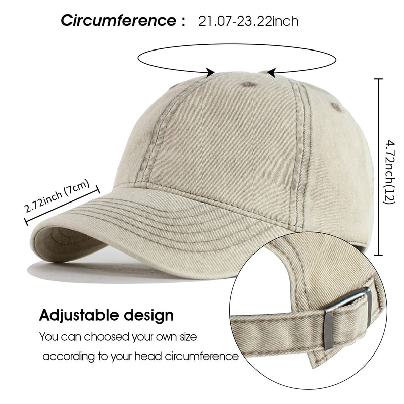 HH HOFNEN Men and Women Washed Cotton Baseball Cap Snow Classic Style Adjustable Low Profile Dad Hat #1 Snow Beige - BeesActive Australia
