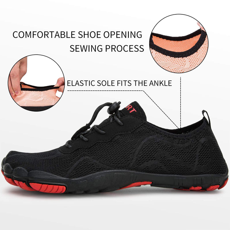 Water Shoes Mens Womens Barefoot Diving Swim Shoes Water Sports Non-Slip Aqua Shoes for Swim Pool, Beach,Hiking, Kayaking, Boating,Surfing 14 Women/12.5 Men Black-d - BeesActive Australia