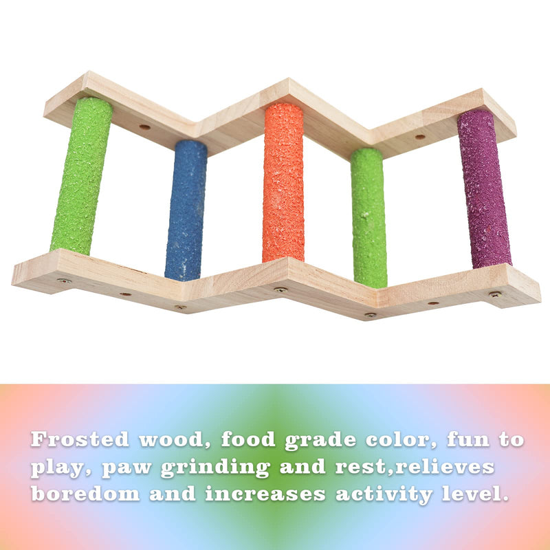 Bird Ladder Bridge, Wooden Pet Parrot Hamster Climbing Ladder Toys, Pet Bird Cage Accessories, Wood Climbing Ladder Perch for Bird Parrot Hamster Squirrel Sugar Gliders Parakeets Cockatiels Z Shape - BeesActive Australia