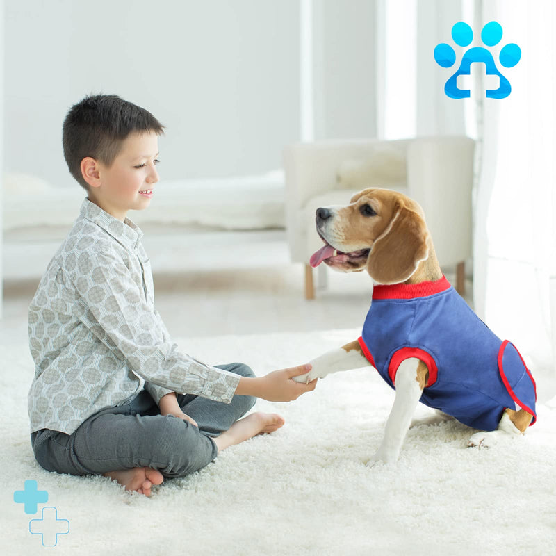 Supet Dog Recovery Suit for Dogs Cats After Surgery, Pet Surgery Recovery for Dog Substitute E-Collar & Cone, Prevent Licking Dog Wound Puppy Surgical Clothes L（ Back Length：15.7"-18.9"） Blue - BeesActive Australia