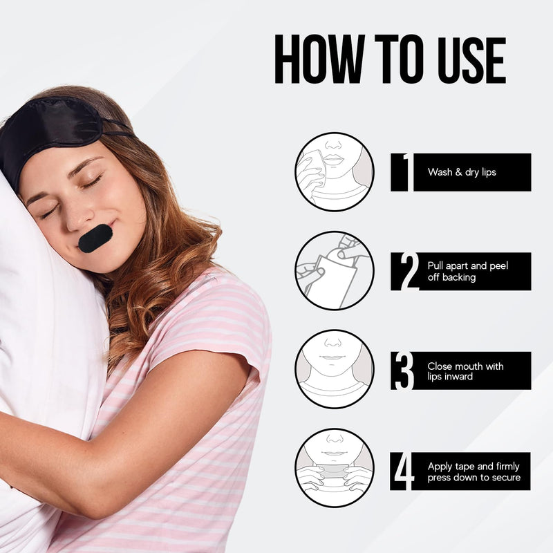 Longevity Sleep Tape - Mouth Tape for Sleeping, Snoring Aid, Improved Nasal Breathing, Strong But Gentle Adhesion (30 Strips) - BeesActive Australia