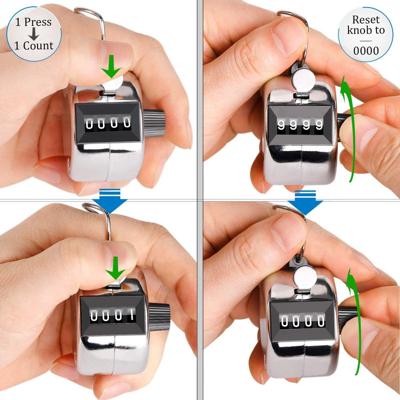 White Deer Hand Tally Counter 4 Digit Number Dual Clicker Golf Handy Convenient - BeesActive Australia