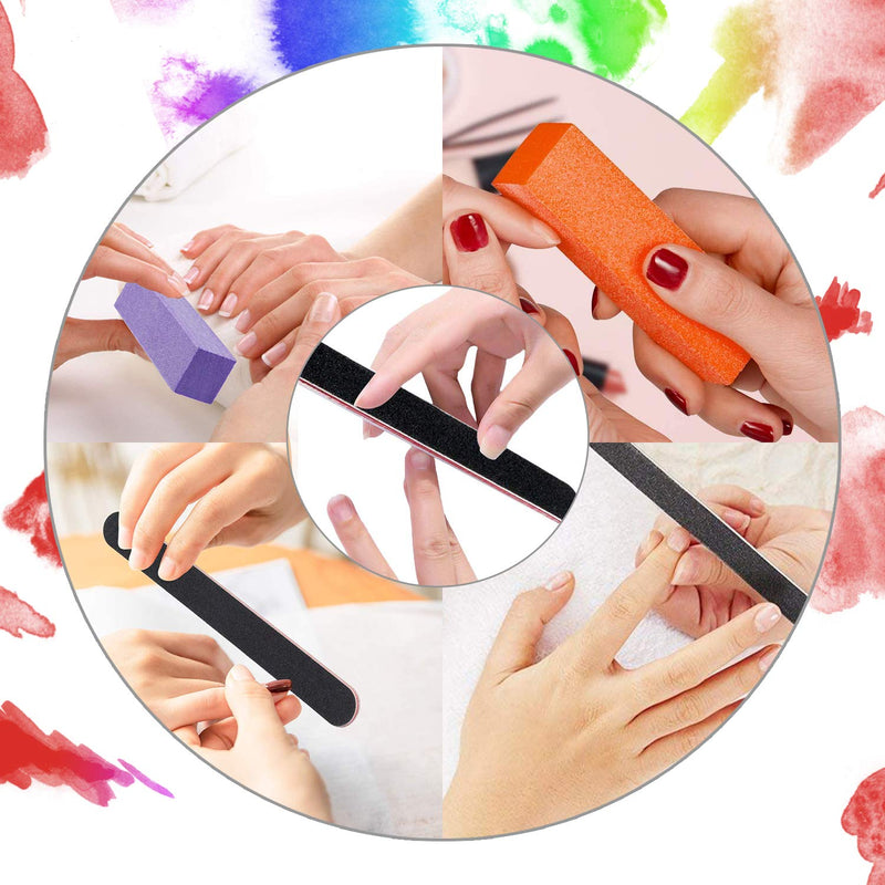 WEIERO Nail Files and Buffer,Professional Manicure Tools Kit Rectangular Art Care Buffer Block Tools 100/180 Grit(6pcs Nail Files & 6pcs Sponge)12 Pack - BeesActive Australia