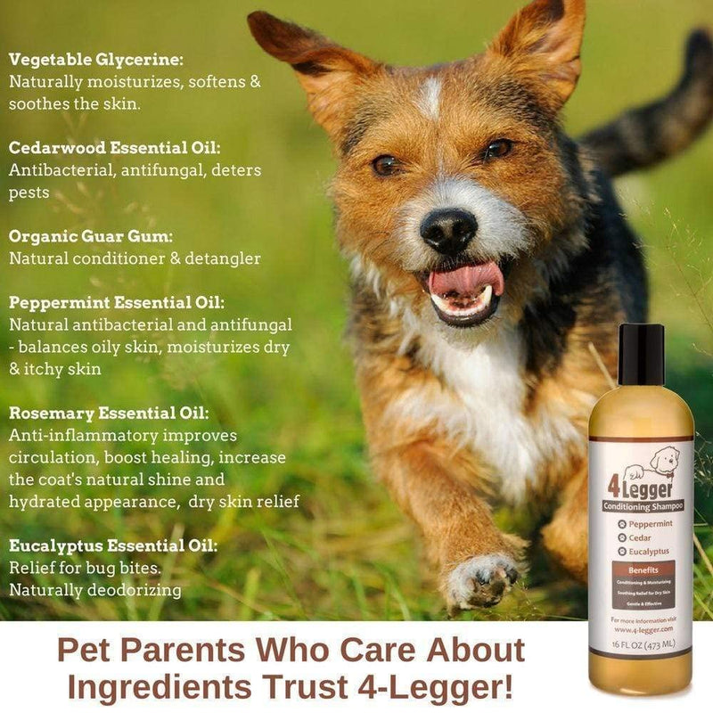 4Legger Organic Dog Shampoo and Conditioner USDA Certified - All Natural Concentrated Cedar Dog Shampoo with Peppermint, and Eucalyptus - Dog Shampoo for Itchy Skin - Dog Shampoo for Smelly Dogs 16 oz - BeesActive Australia