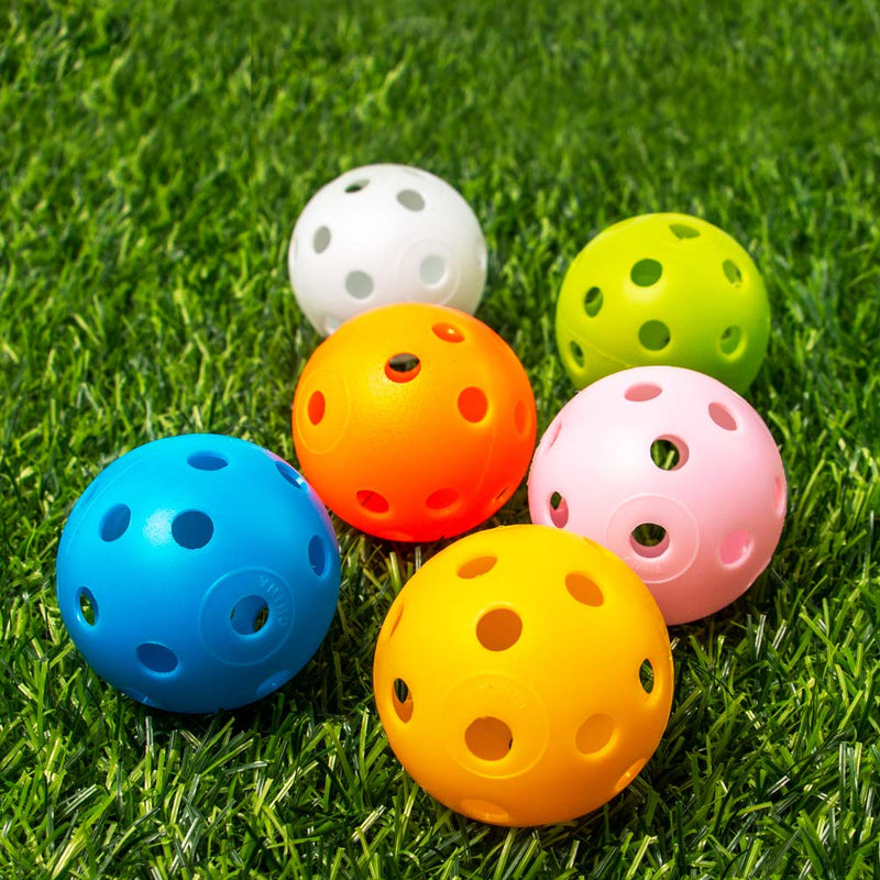 THIODOON Practice Golf Balls Limited Flight Golf Balls 40mm Hollow Plastic Golf Training Balls Colored Airflow Golf Balls for Swing Practice Driving Range Home Use Indoor 12 Pack - BeesActive Australia