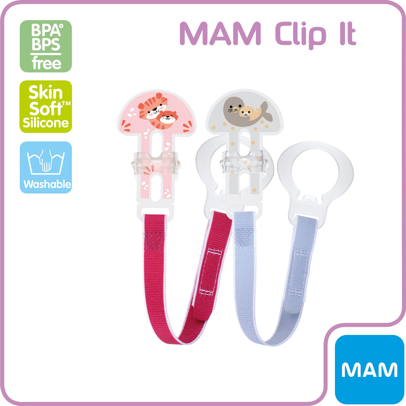 MAM Soother Clips, Pack of 2, Baby Soother Chain Fits All MAM Soothers, Newborn Essentials (Soothers Not Included) - BeesActive Australia