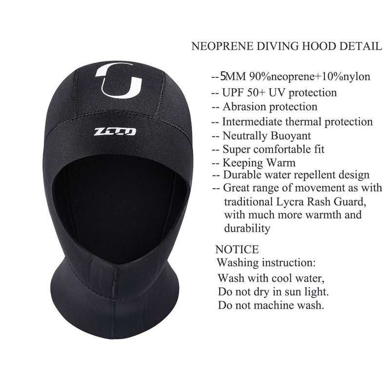 [AUSTRALIA] - ZCCO1 Scuba Diving Hood 3mm/5mm Neoprene Wetsuit Hood Durable Stretchable Diving Cap, Surfing Thermal Hood for Snorkeling Kayaking Sailing Canoeing Water Sports 5mm XX-Large 