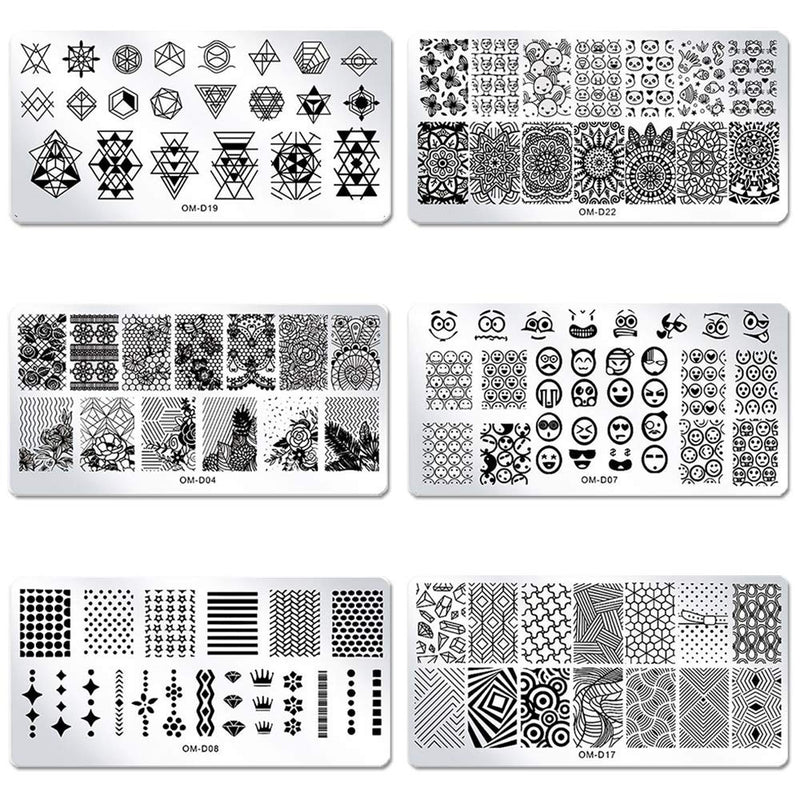 WOKOTO Nail Art Plates Stamping Set Kit Animals Lace Geometry Classic Image Stamping Templates For Nail Art - BeesActive Australia