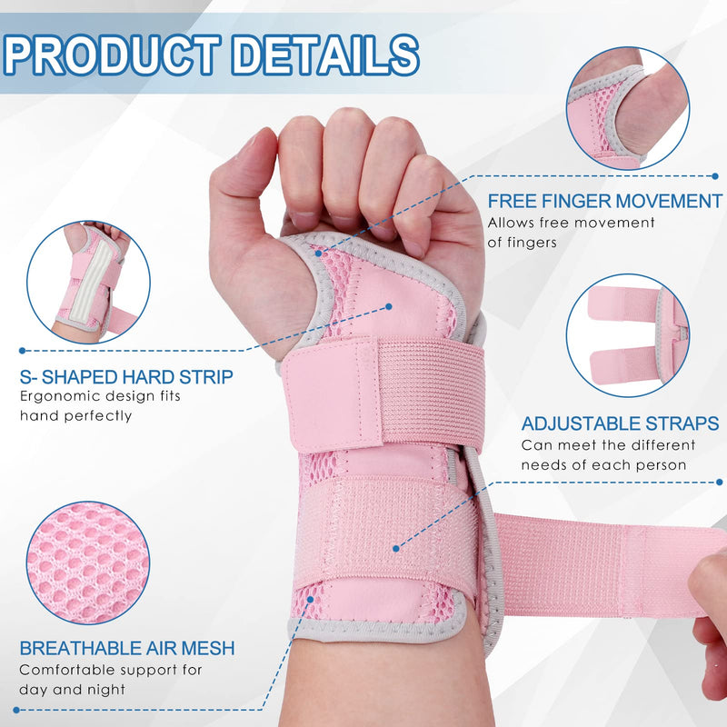 Wrist Brace for Carpal Tunnel, Night Wrist Sleep Support Splint with Compression Sleeve Adjustable Straps for Pain Relief, Arthritis, Tendonitis, Fitness (Left Hand-Pink, L/XL (Pack of 1)) Pink L/XL-Left Hand (Pack of 1) - BeesActive Australia