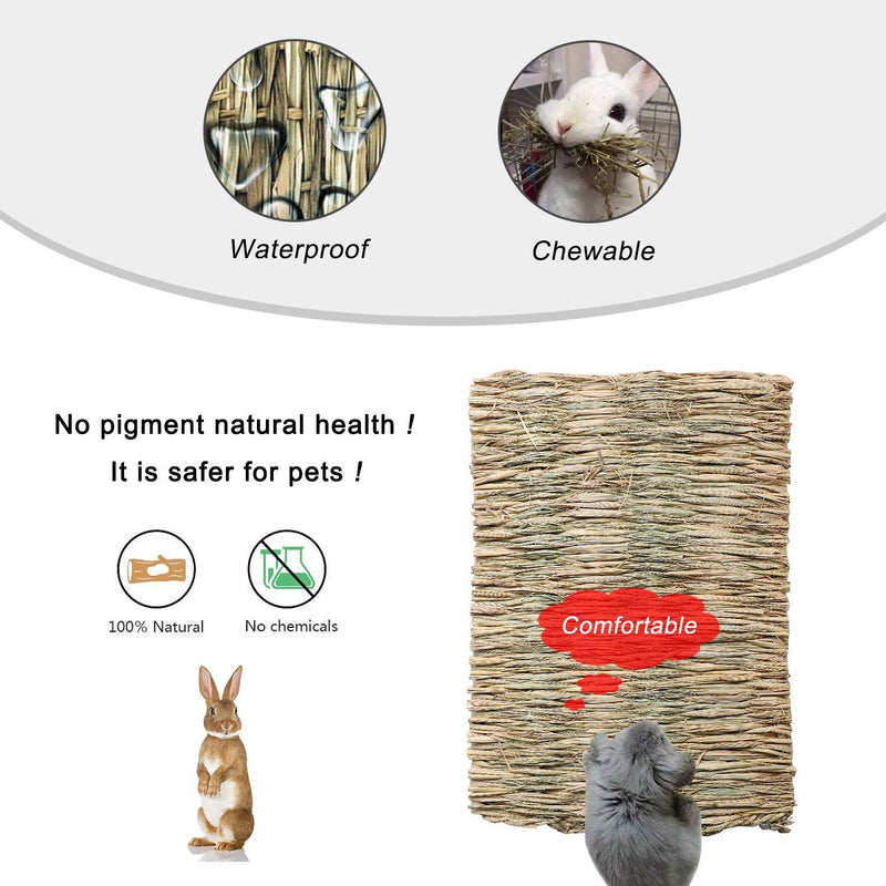 WUHOSTAM 4 Pack Grass Mat for Rabbits Natural Hay Woven Bed Mat for Sleeping, Chewing, Nesting, Play Toy Mats for Guinea Pig Parrot Rabbit Bunny Hamster Rat 11.8 x 15.7 Inche-Straw - BeesActive Australia