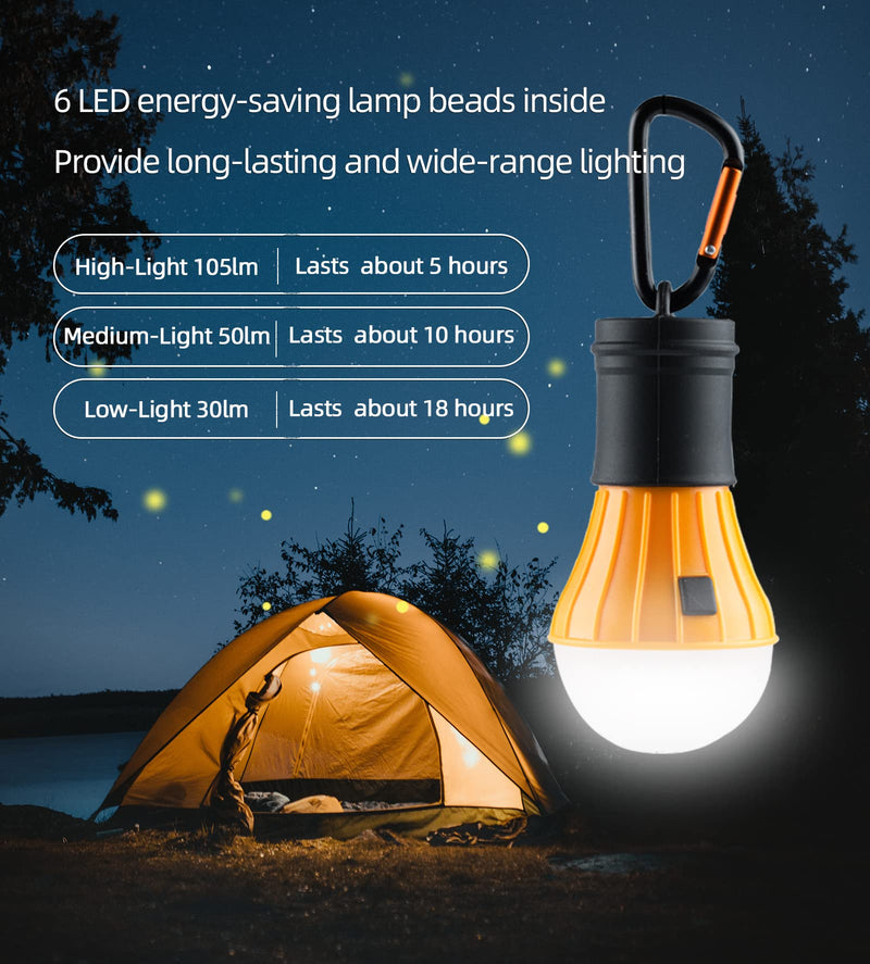 AceCamp 2-Pack Tent Lamp White Light with Carabiner Clip Hook, Camping Lantern Hanging, Battery Powered Led 105 lumens (Orange) Orange - BeesActive Australia