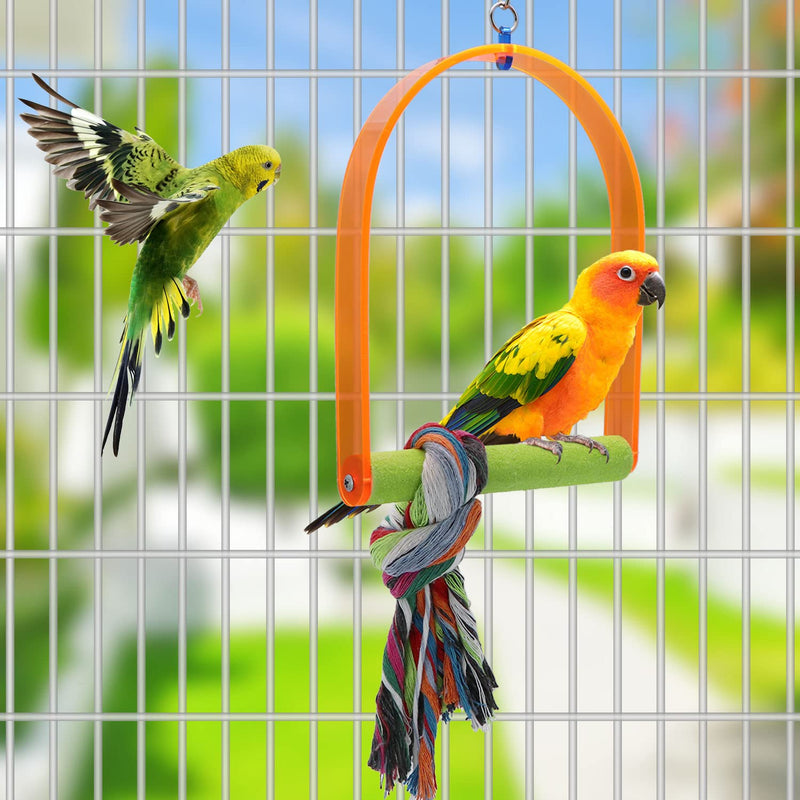 Wontee Bird Toys Bird Swing Toy Bird Perches for Parrot Budgie Parakeet Cockatiel Conure African Grey Medium Orange - BeesActive Australia