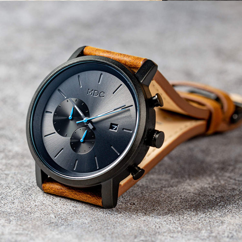 Infantry MDC Mens Black Watch Fashion, Chronograph Quartz Wrist Watches for Men, with Auto Date Waterproof, Genuine Leather Strap Brown - BeesActive Australia