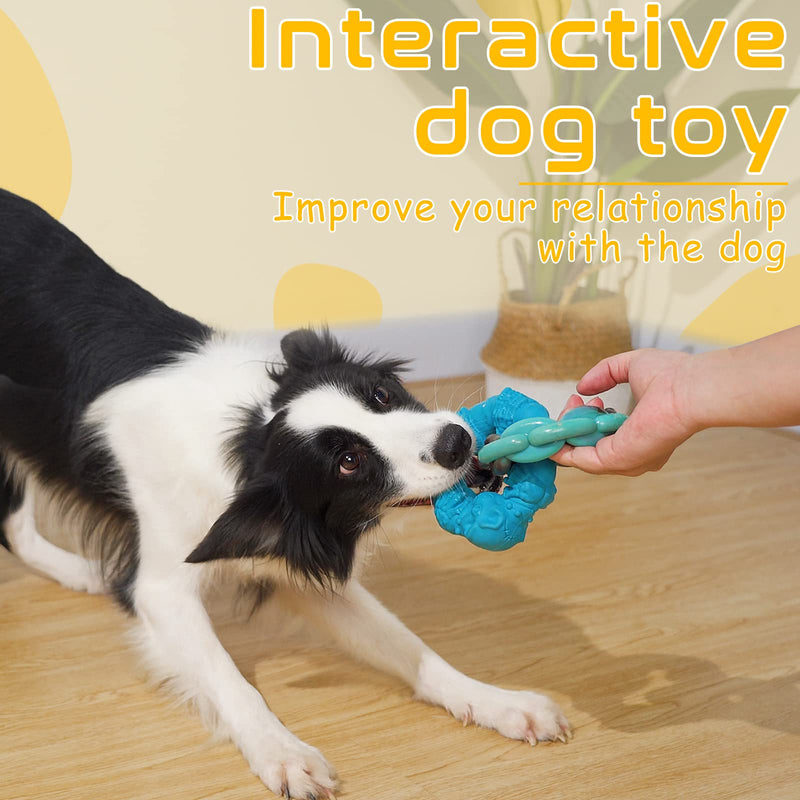 Rmolitty Dog Toys for Aggressive Chewers Large Breed, Indestructible Interactive Tough Dog Chew Toys for Medium Large Dogs, Non-Toxic Natural Rubber & Nylon Durable Teething Double-Ring Chew Toys Green - BeesActive Australia