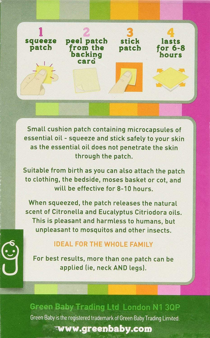 VIE Greenbaby, Squeeze & Stick Mosquito Patches (48 Patches) 48 Count (Pack of 1) Green Baby - 48 Patches - BeesActive Australia