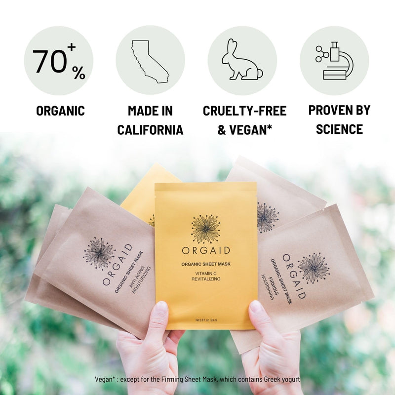 ORGAID Organic Sheet Mask | Made in USA (Assorted Multi-pack, pack of 6) Assorted Multi-pack - BeesActive Australia