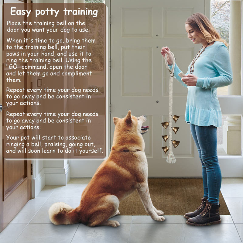 JIMEJV Hanging Dog Bell for Door Potty Training Chew Toy, Durable Dog Door Bells for Dogs, Puppies and Pets Potty Training to Ring to Go Outside Copper - BeesActive Australia