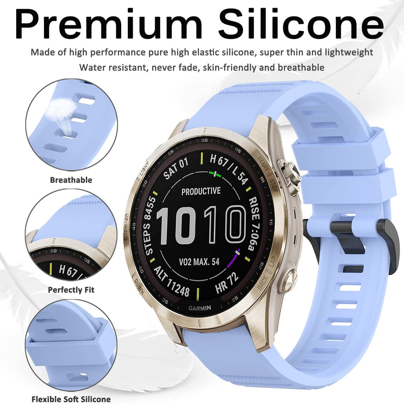 Miimall Compatible Garmin Fenix 7S Band, Soft Sport Silicone 20mm Replacement Wristband Lightweight Easy-Fit Band Straps for Garmin Fenix 20mm 7S/7S Solar/7S Sapphire Solar/6S/5S(Cornflower Blue) Cornflower Blue - BeesActive Australia