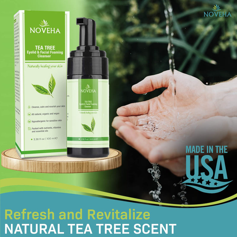 Tea Tree Eyelid Foaming Cleanser - Face Wash For Women | Eyelid Scrub For Dry Eye, Irritation | Preservative Free, Natural Ingredients - BeesActive Australia