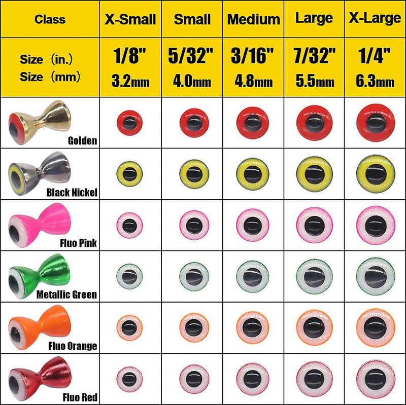 XFISHMAN Dumbbell-Eyes-Fly-Tying-Materials- Pseudo-Eyes-Barbell-Eyes 36pcs Assorted Colors Various Sizes Medium - 3/16" (4.8mm)36 eyes per pack. - BeesActive Australia